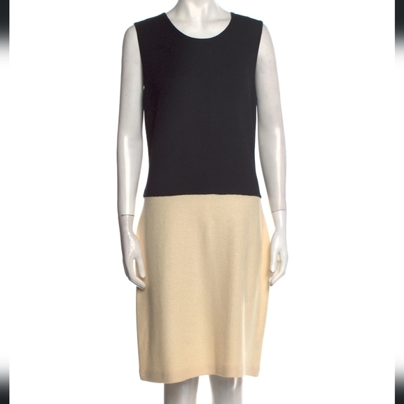 ST. JOHN COLLECTION Scoop Neck colorblock pattern knit sheath mini Dress - Picture 2 of 6
